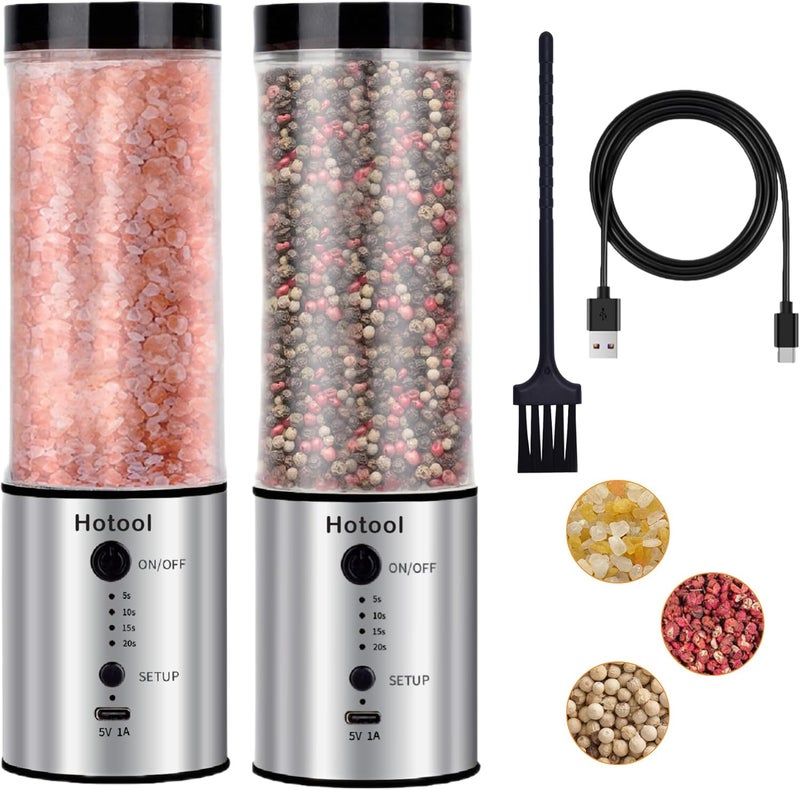 HOWTOOL Larger Capacity Electric Salt and Pepper Grinder Set, Rechargeable Salt and Pepper Shakers Set, Kitchen Gadgets Salt and Pepper Mill - Image 1